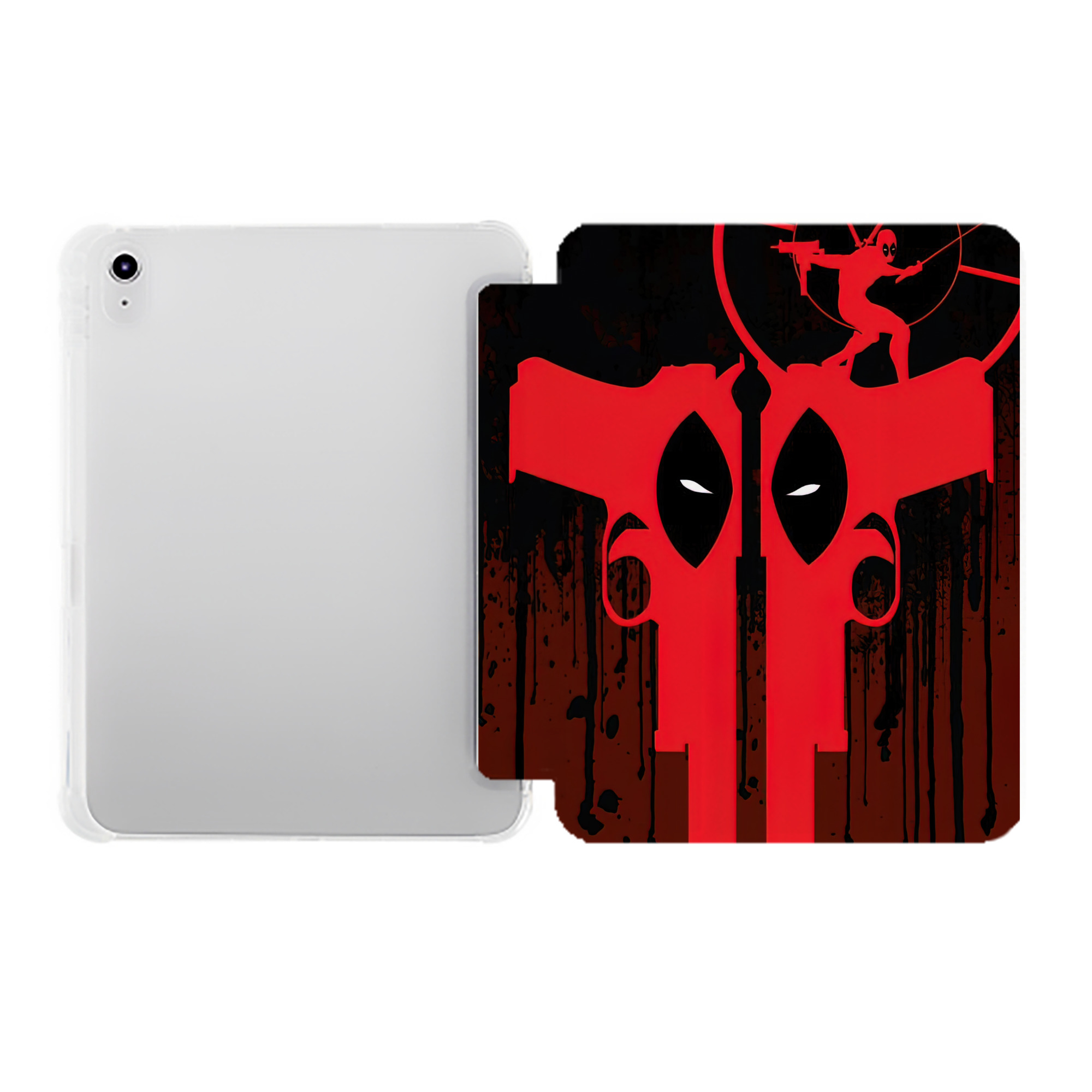 （画像用） Deadpool デッドプール IPad ケース ペン収納付き 三つ折りスタンド PUレザー×シリコン 対応機種9.5/10.5/10.9インチ